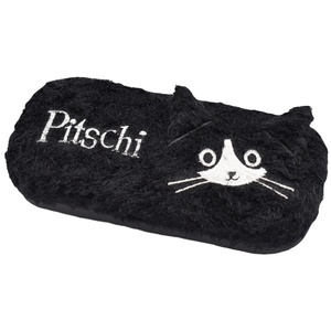 卡通黑猫眼镜盒个性超柔布刺绣防压可爱创意高档包邮