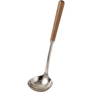 胡桃木汤勺木柄304不锈钢勺子家用火锅漏勺分餐勺大号汤匙拉面勺