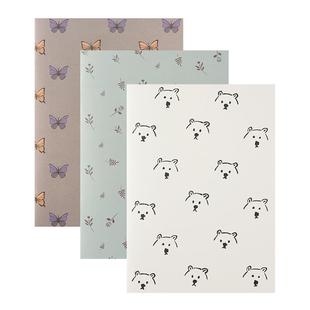 MATOKA A5双面轻薄笔记本7mm横线64页插画封面花纹衬页文艺学生易于书写双色印刷边栏设计