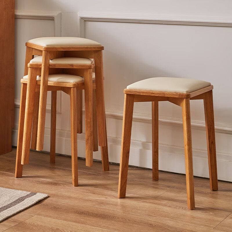 实木凳子餐凳可叠放凳包椅子餐桌软板凳凳高方凳家用