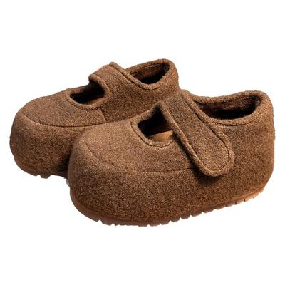 欧货大头松糕厚底毛毛鞋女百搭