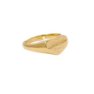 KillingEve/S925银18k镀金色尾戒开口可调节爱心情侣对戒印章戒指