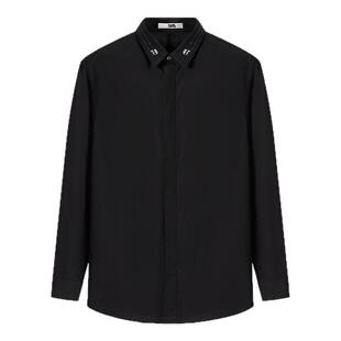 KARL LAGERFELD卡尔拉格斐【棉】长袖刺绣翻领衬衫冬季新款男装