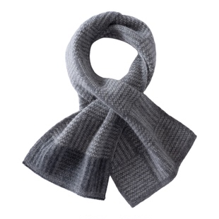 秋冬季新款山羊绒小围巾男士短款针织百搭交叉穿孔保暖护颈小围脖