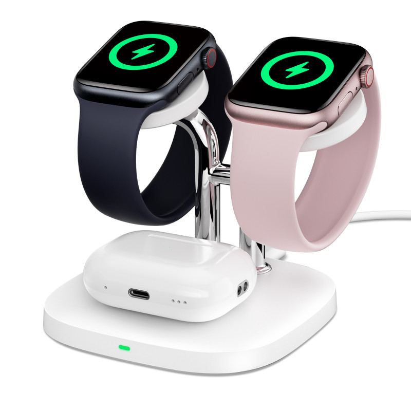 SwanScout704A 双手表无线充电器兼容苹果applewatch充电底座S1-S11/SE系列 AirPods耳
