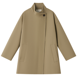 Halo Luu风衣外套女春季2026新款韩系宽松休闲短款立领设计感大衣