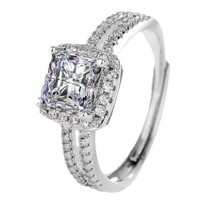 欧美高端轻奢方形钻石开口戒指