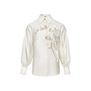 春峭 法式立体蝴蝶兰光泽感轻奢垂感宽松衬衫 山谷少年原创设计