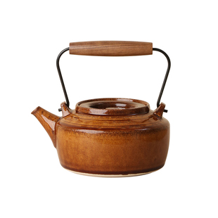 万土烧 格物壶 粗土陶壶煮水壶养生壶大号花茶家用提梁壶明火陶炉