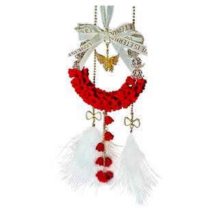 2025新款植绒铃兰花汽车吊坠车载蝴蝶挂件高级感车内后视镜装饰女