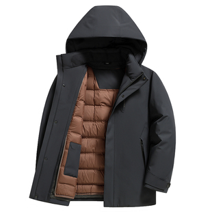 雪中飞新款男士鹅绒服冬季高端加厚保暖外套可拆卸内胆防寒羽绒服