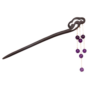 SPECIAL古风中式发簪檀木盘发发钗头簪紫水晶发饰配饰2026年新款