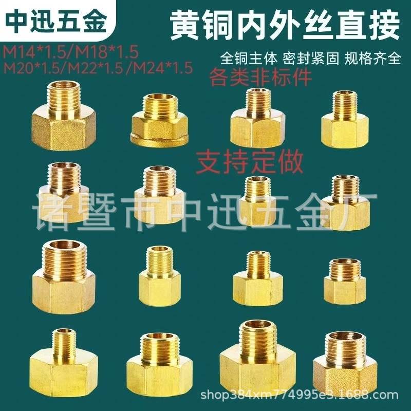 黄铜压力表转换接头内外丝直接补芯M8M10M12M14M16 2分 3分 4内丝