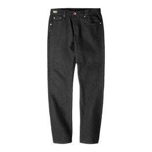 马登工装美式复古纯黑色中腰牛仔裤水洗显瘦硬汉直筒丹宁长裤男夏
