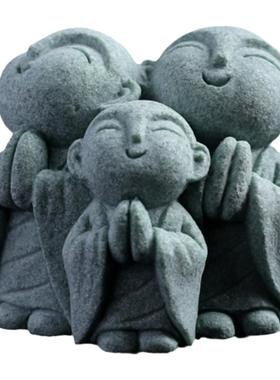 青砂石地藏小佛陀摆件盆景装饰品