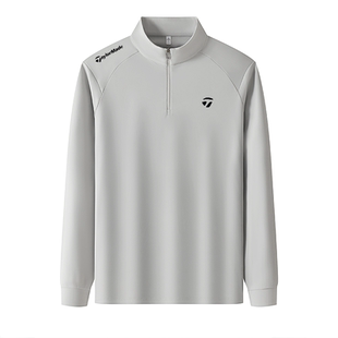 Taylormade泰勒梅高尔夫男装polo衫速干立领T恤户外运动秋季长袖