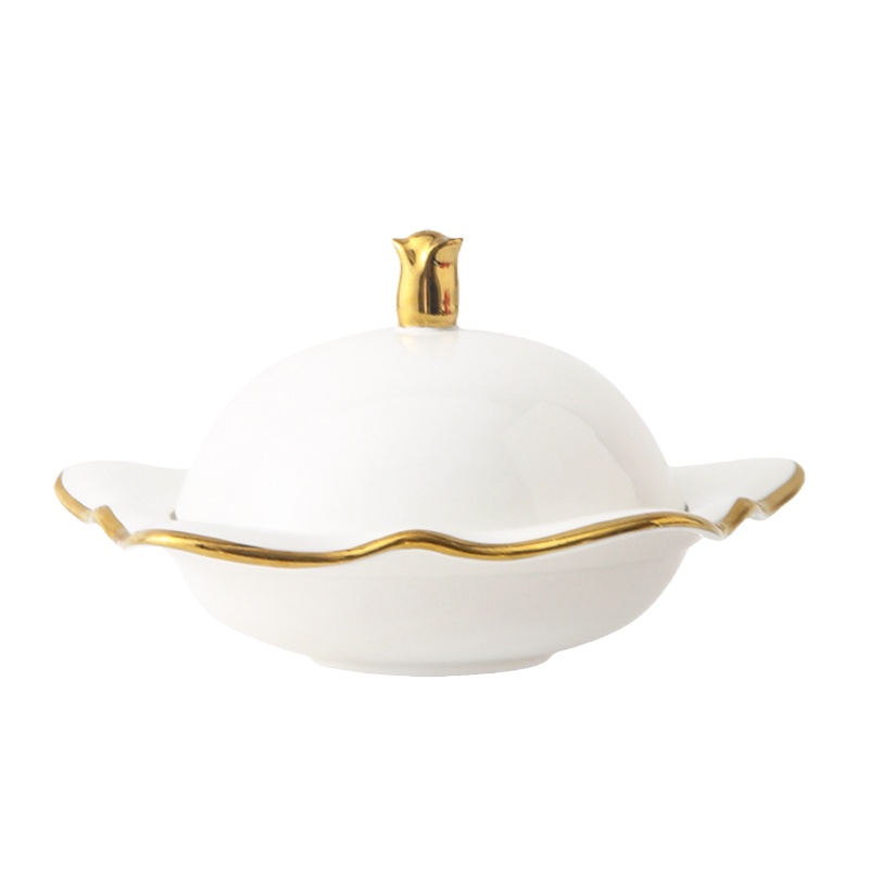 酒店餐厅高档位上餐具家用陶瓷带盖燕窝甜品炖盅燕窝鲍鱼辽参菜盅