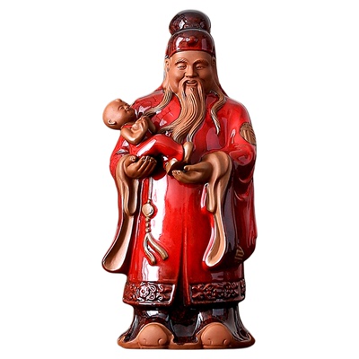 长辈大寿生日礼物陶瓷福禄寿摆件