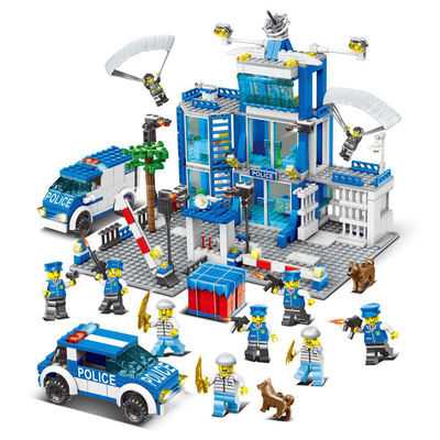 儿童积木城市警察总局益智拼装