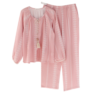 富朵月子服春夏季薄款产后孕妇睡衣哺乳衣纯棉纱布透气产妇待产服