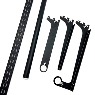 黑色服装展示架衣帽间上墙aa柱配件加厚挂衣架正挂侧挂圆管托支架