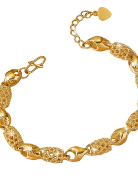 轻奢镀24K黄金色镂空沙金手链女