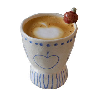 泽滕家陶瓷高脚杯子日式可爱咖啡拿铁果汁饮料高颜值女生闺蜜礼物