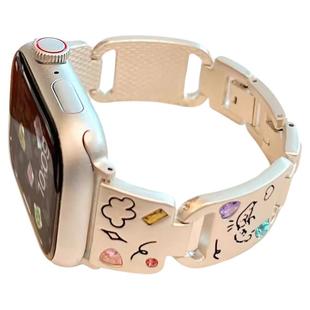 iwatch10表带彩钻金属可爱小狗适用苹果手表applewatchS9/8/7/6高级感链条46mm高级小众女iphonewatch手表带