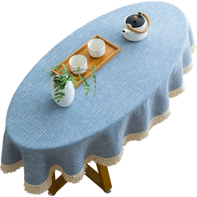 宿柔田园布艺椭圆形茶几布