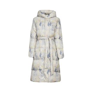 sdeer圣迪奥冬季女装连帽晕染印花收腰长款羽绒服S23462401