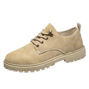 春季皮鞋男低帮工装马丁靴休闲鞋防水厨师鞋防滑劳保厨房工作男鞋