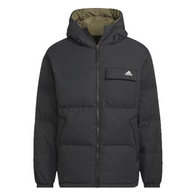 阿迪达斯双面穿连帽鸭绒男羽绒服