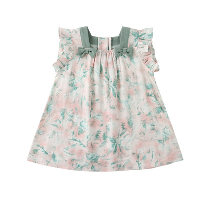 modomoma【云谷花廊】女童连衣裙夏季碎花无袖裙子儿童洋气公主裙