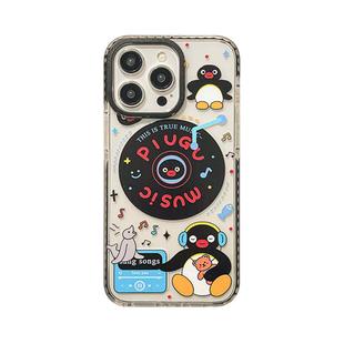 benefit可爱音乐企鹅CD唱片17适用于iphone16promax苹果15PRO手机壳13新款14套12创意11透明xsmax硅胶xr防摔