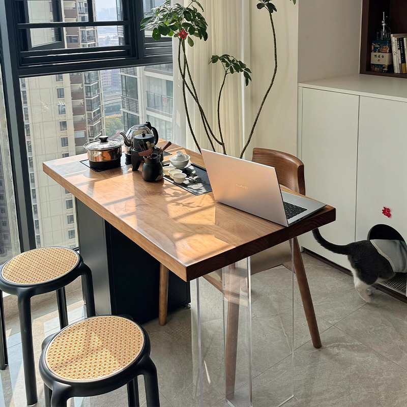 实木阳台精致小茶桌家用客厅办公室泡茶台2025新款高端现代简约风