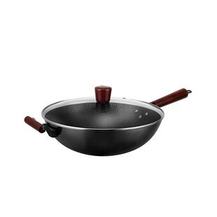 苏泊尔锤纹铁锅家用炒菜锅无涂层炒锅老式传统圆底铁锅燃气灶适用