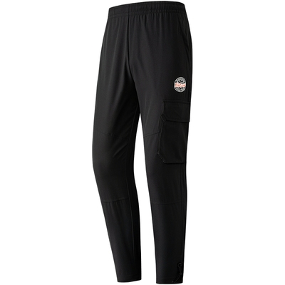 鸿星尔克男裤运动裤男秋季新款梭织长裤运动九分裤黑色裤子卫裤男