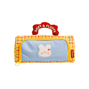 高颜值ins风笔袋卡通格子手提大容量文具袋女生2025年新款文具盒