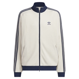 adidas阿迪达斯三叶草华夫格立领夹克春秋男双拉链针织外套KC2618
