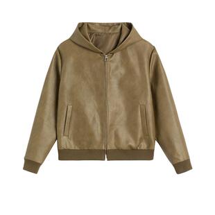 INSOMNIA失眠者痞帅复古短款pu皮衣连帽夹克宽松外套阔腿裤套装男