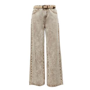 Vero Moda奥莱牛仔裤女秋冬新款中腰直筒做旧水洗磨白长裤子流行