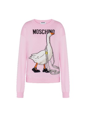【季末特惠】Moschino/莫斯奇诺 26早春 女士大鹅印花棉质套头衫