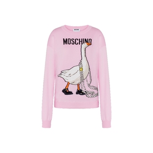 【季末特惠】Moschino/莫斯奇诺 26早春 女士大鹅印花棉质套头衫