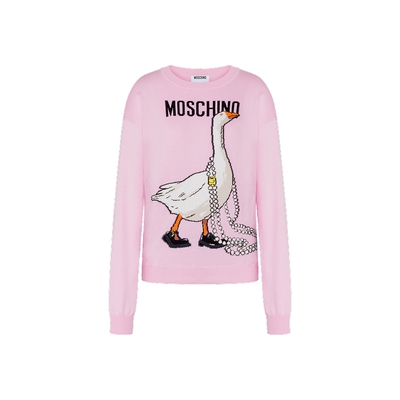 【季末特惠】Moschino/莫斯奇诺 26早春 女士大鹅印花棉质套头衫
