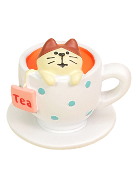 可爱猫咪茶杯造型树脂桌面摆件
