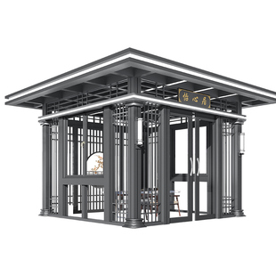 光标铝合金凉亭别墅庭院一楼院子新中式茶室现代玻璃房户外阳光房