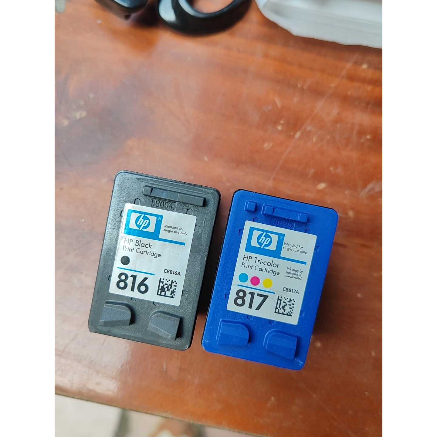 惠普HP816黑色817彩色原装墨盒一对摄成议价
