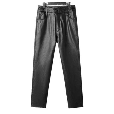 蒂尔司丹头层牛皮真皮直筒长裤