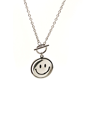 可旋转嘻哈风蹦迪情侣笑脸项链