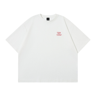 丛林老虎基础款LOGO刺绣短袖男美式潮牌300g重磅宽松情侣圆领T恤